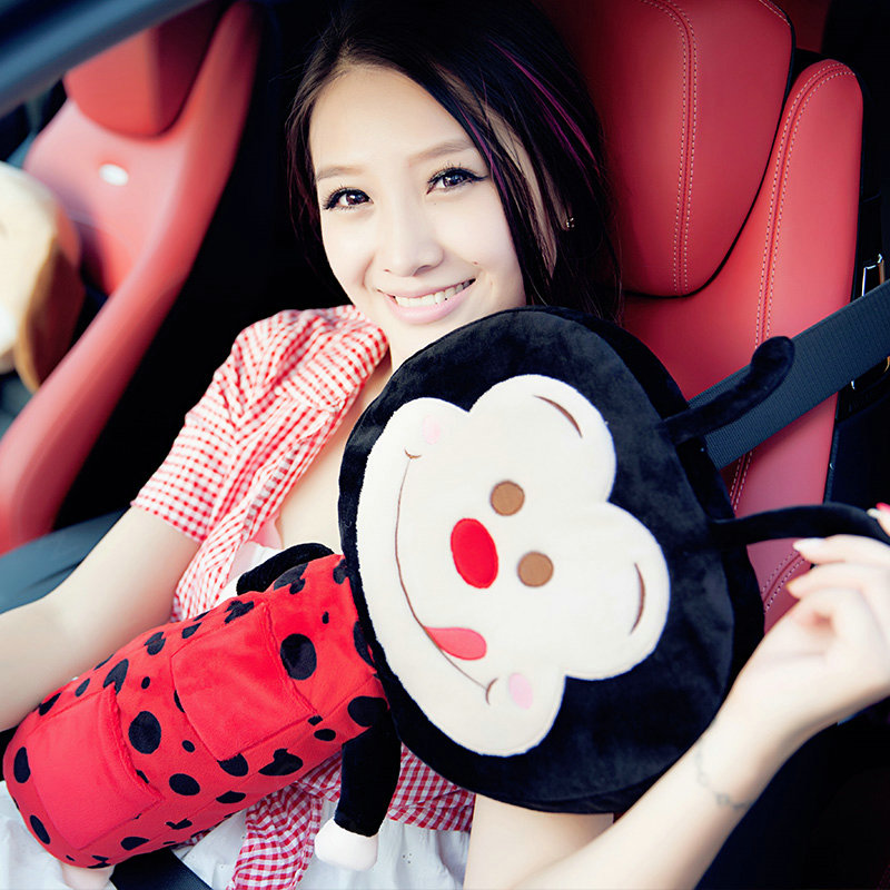 New Large Plush Beatle Car Safety Seat Belt Covers Shoulder Pads Pillow for Childen 1pcs - Red