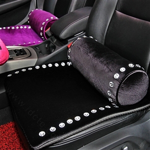 New Winter Crystal Plush Car Front Seat Cushion Woman Universal Auto Pads 1pcs - Black