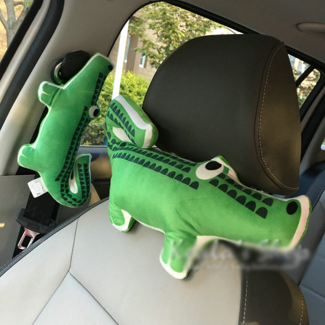 Personalized Crocodile Plush Car Safety Seat Belt Covers Shoulder Pads 2pcs - Green