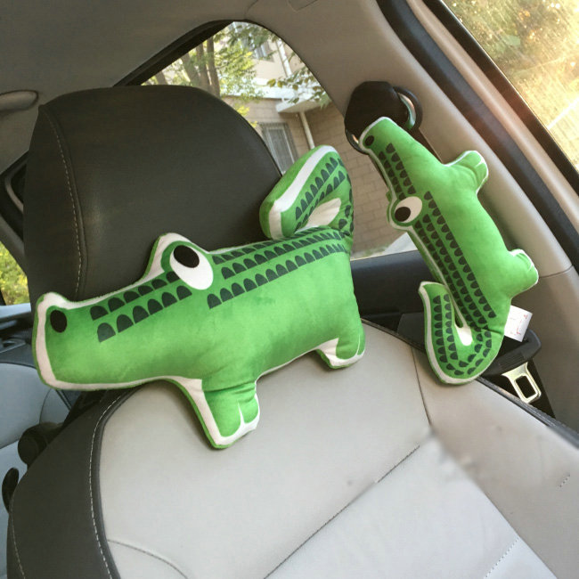 Personalized Crocodile Plush Car Safety Seat Belt Covers Shoulder Pads 2pcs - Green