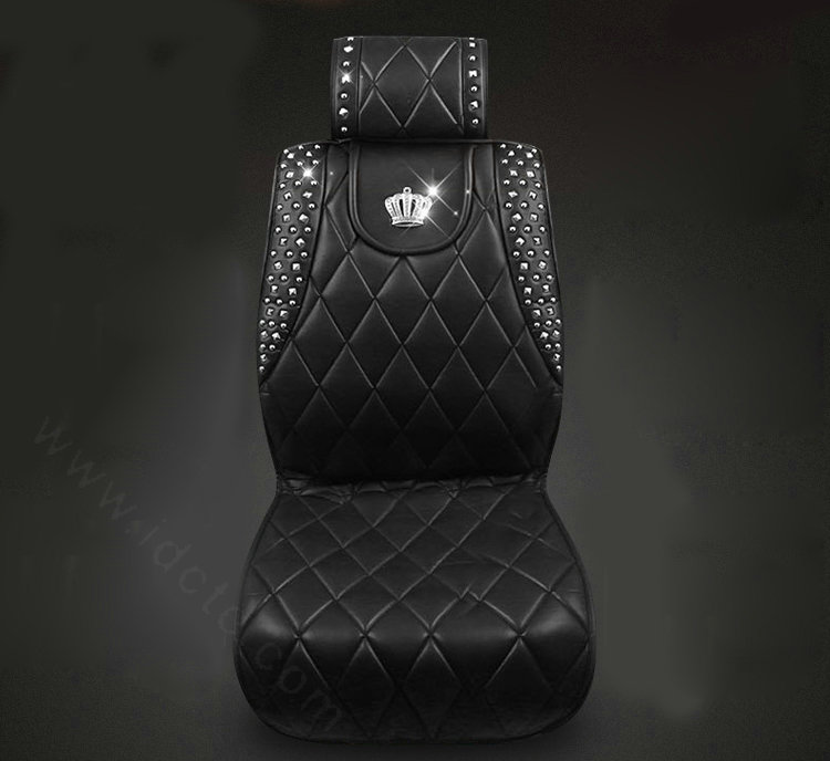 Personalized Leather Car Seat Covers Punk Rivet Universal Auto Cushion 10pcs Sets - Black