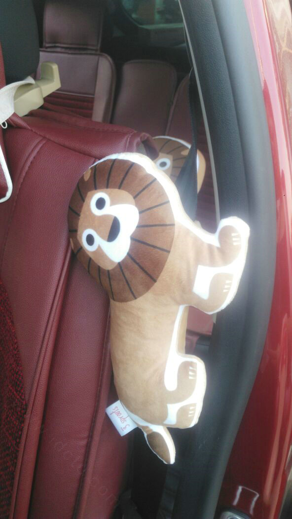 Personalized Lion Plush Car Safety Seat Belt Covers Shoulder Pads 2pcs - Brown