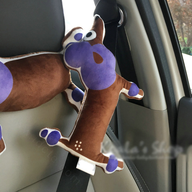 Personalized Poodle Plush Car Safety Seat Belt Covers Shoulder Pads 2pcs - Coffee