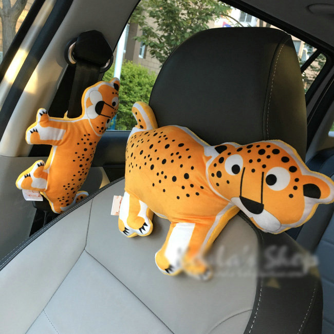 Personalized Tiger Plush Car Safety Seat Belt Covers Shoulder Pads 2pcs - Yellow