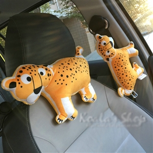 Personalized Tiger Plush Car Safety Seat Belt Covers Shoulder Pads 2pcs - Yellow