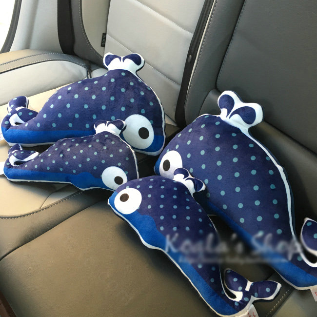 Personalized Whale Plush Car Safety Seat Belt Covers Shoulder Pads 2pcs - Blue