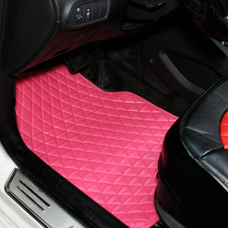 Quality Leather Car Floor Mats Four Seasons General Waterproof Antiskid Mats Carpet 5pcs - Rose