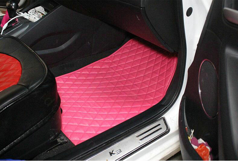 Quality Leather Car Floor Mats Four Seasons General Waterproof Antiskid Mats Carpet 5pcs - Rose