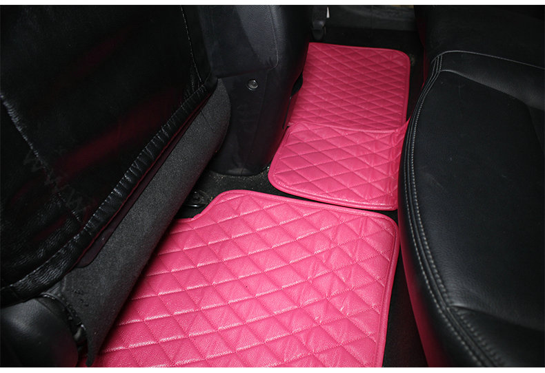 Quality Leather Car Floor Mats Four Seasons General Waterproof Antiskid Mats Carpet 5pcs - Rose