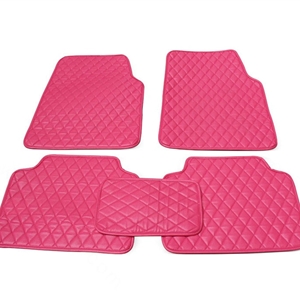 Quality Leather Car Floor Mats Four Seasons General Waterproof Antiskid Mats Carpet 5pcs - Rose