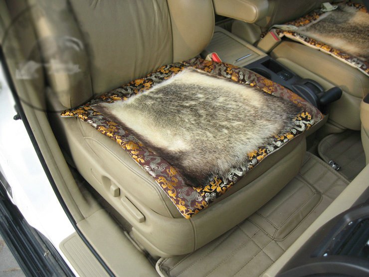Retro Badgers leather Car Front Seat Cushion Universal Auto Whole Fur Pads 1pcs - Brown