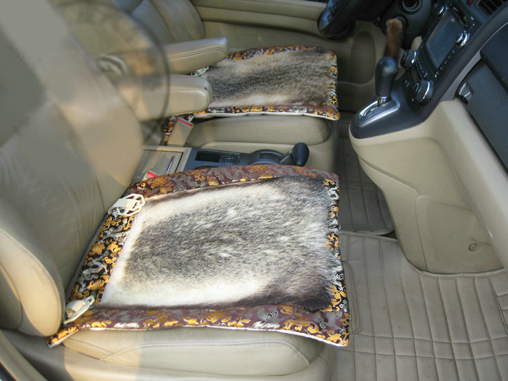 Retro Badgers leather Car Front Seat Cushion Universal Auto Whole Fur Pads 1pcs - Brown