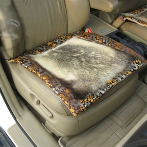 Retro Badgers leather Car Front Seat Cushion Universal Auto Whole Fur Pads 1pcs - Brown