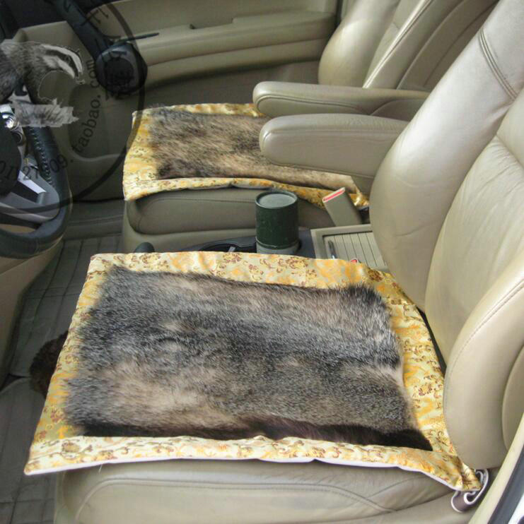 Retro Badgers leather Car Front Seat Cushion Universal Auto Whole Fur Pads 1pcs - Yellow