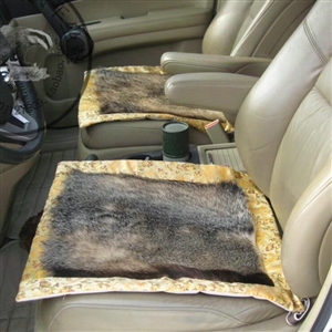 Retro Badgers leather Car Front Seat Cushion Universal Auto Whole Fur Pads 1pcs - Yellow