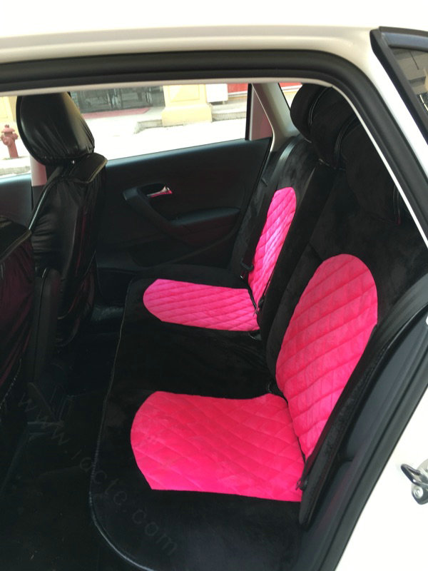 Soft Plush Car Seat Covers for Women Universal Winter Warm Seat Cushion 10pcs Sets - Black Rose