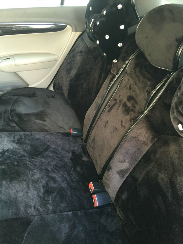 Soft Plush Car Seat Covers for Women Universal Winter Warm Seat Cushion 10pcs Sets - Black