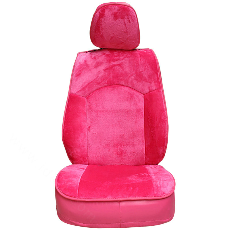 Soft Plush Car Seat Covers for Women Universal Winter Warm Seat Cushion 10pcs Sets - Rose