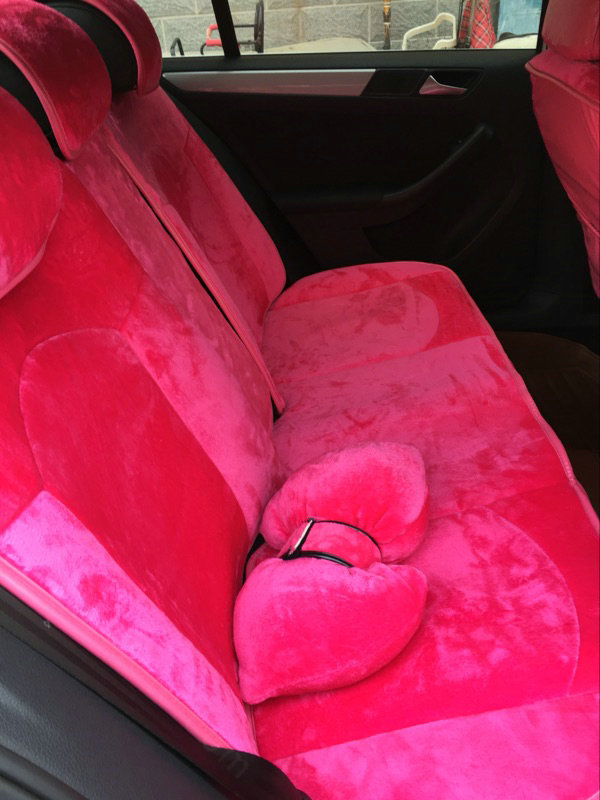 Soft Plush Car Seat Covers for Women Universal Winter Warm Seat Cushion 10pcs Sets - Rose