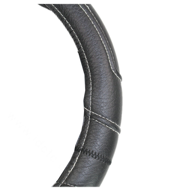 Sports Man Leather Car Steering Wheel Cover 38CM/15'' Anti-catch Holder Protector - Black White