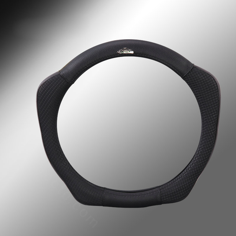 Sports Version Genuine Leather Grip Car Steering Wheel Covers 15 inch 38CM - Black