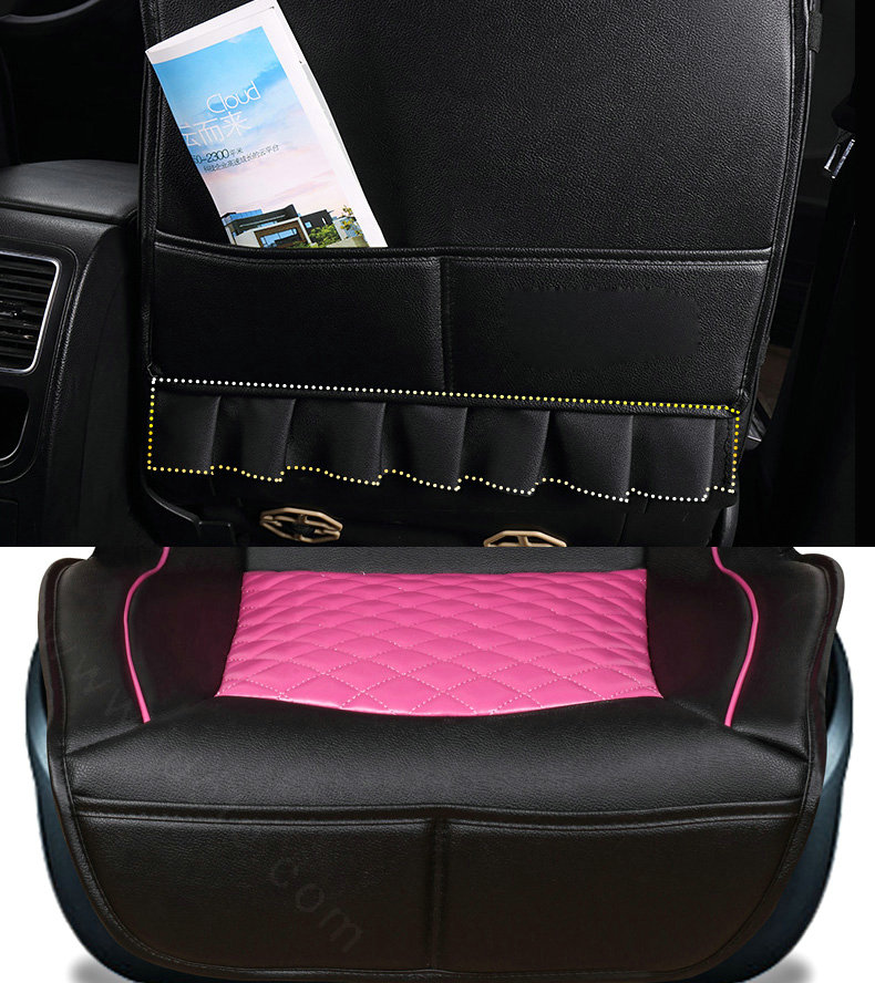 Super Female Car Seat Covers Four Seasons General Leather Packs Cushion for 5 Seats 10pcs - Rose
