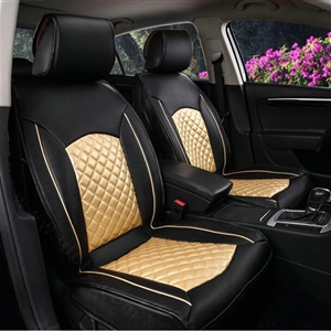 Super Leather Car Seat Covers Four Seasons General Packs Cushion for 5 Seats 10pcs - Gold