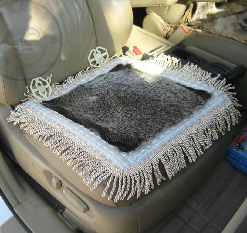 Tassels Badgers leather Car Front Seat Cushion Universal Auto Whole Fur Pads 1pcs - Black Brown