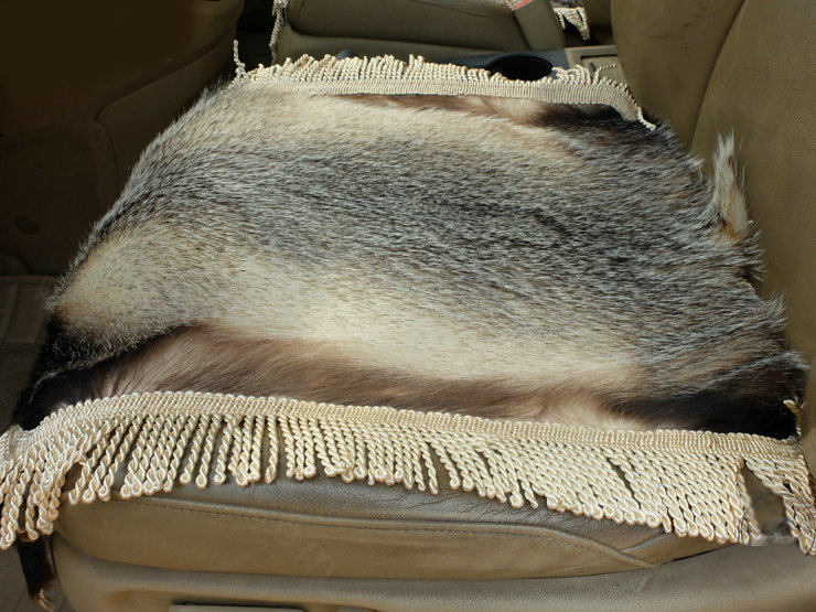 Tassels Badgers leather Car Front Seat Cushion Universal Auto Whole Fur Pads 1pcs - Brown