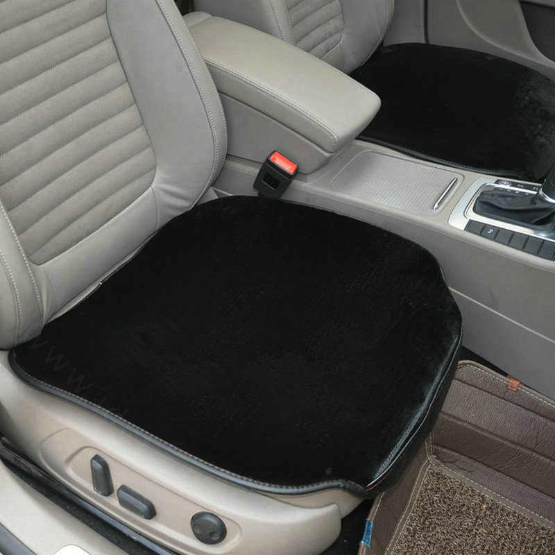 Top Quality Plush Universal Car Front Seat Cushion Automobile Fur Pads 1pcs - Black