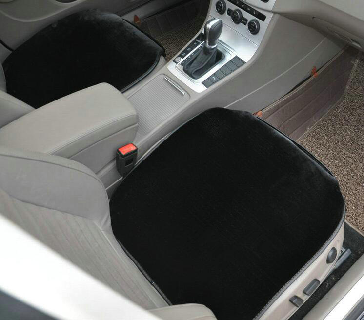 Top Quality Plush Universal Car Front Seat Cushion Automobile Fur Pads 1pcs - Black