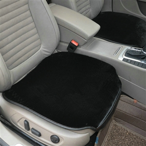 Top Quality Plush Universal Car Front Seat Cushion Automobile Fur Pads 1pcs - Black