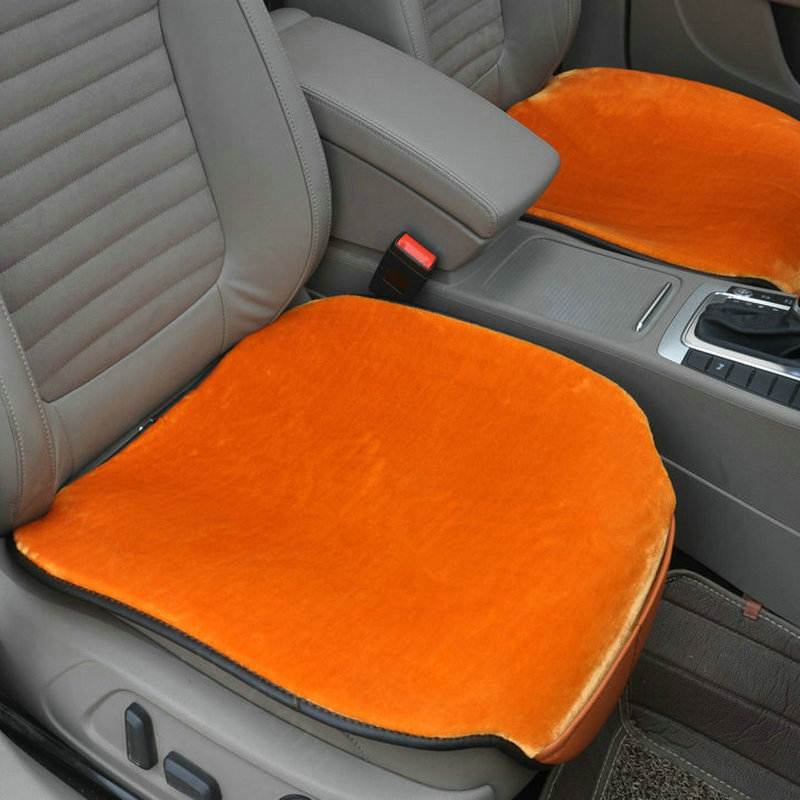 Top Quality Plush Universal Car Front Seat Cushion Automobile Fur Pads 1pcs - Orange