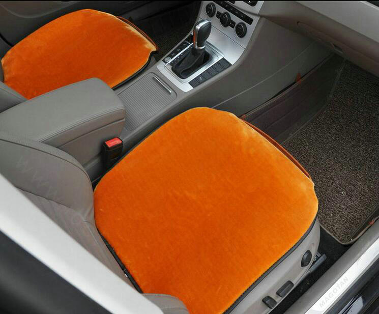 Top Quality Plush Universal Car Front Seat Cushion Automobile Fur Pads 1pcs - Orange