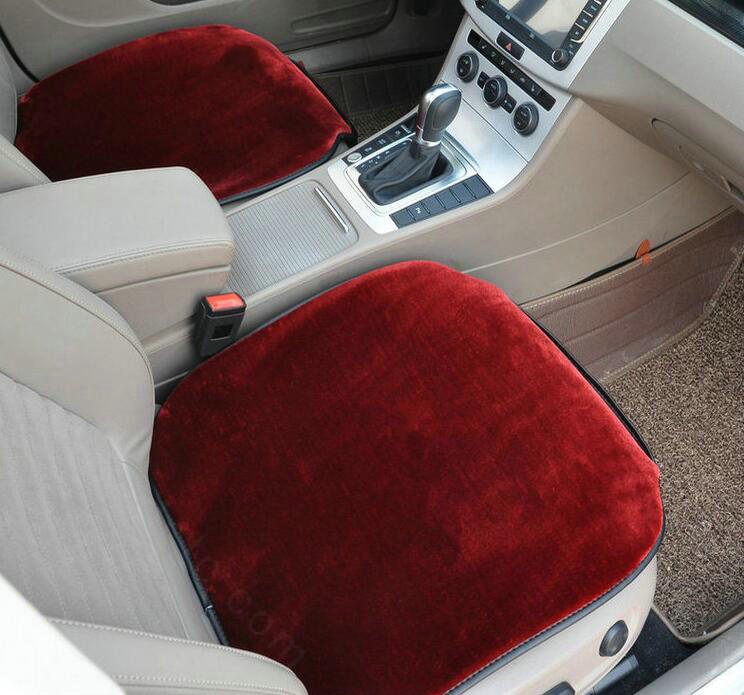 Top Quality Plush Universal Car Front Seat Cushion Automobile Fur Pads 1pcs - Red