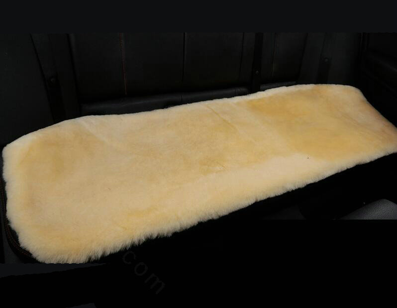 Top Quality Pure Wool Universal Car Seat Cushion Sheepskin Fur Auto Long Pads 1pcs - Beige