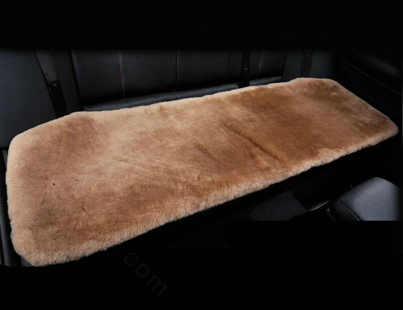 Top Quality Pure Wool Universal Car Seat Cushion Sheepskin Fur Auto Long Pads 1pcs - Camel