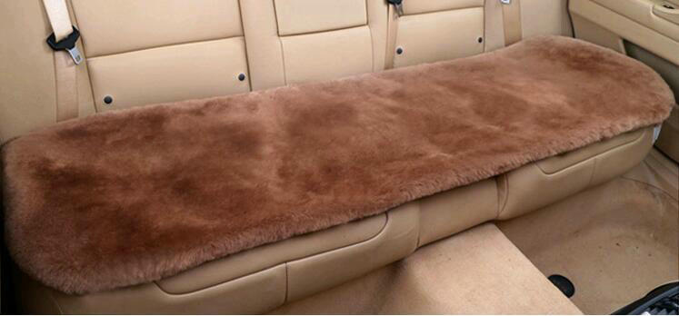 Top Quality Pure Wool Universal Car Seat Cushion Sheepskin Fur Auto Long Pads 1pcs - Camel