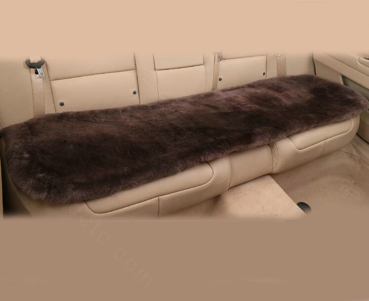 Top Quality Pure Wool Universal Car Seat Cushion Sheepskin Fur Auto Long Pads 1pcs - Coffee