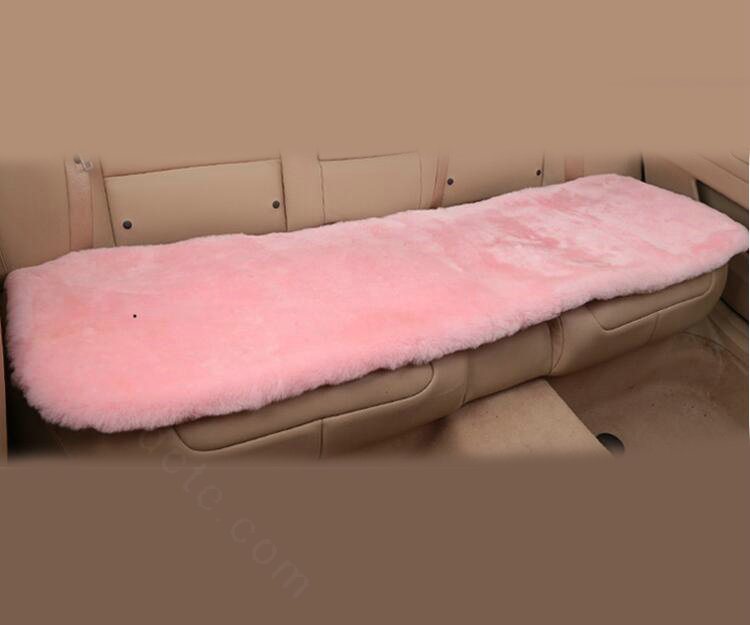 Top Quality Pure Wool Universal Car Seat Cushion Sheepskin Fur Auto Long Pads 1pcs - Pink