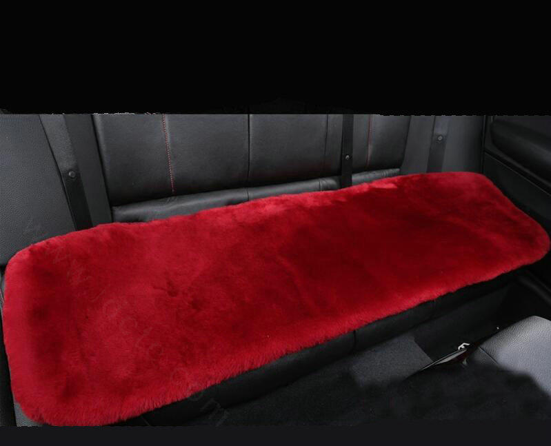 Top Quality Pure Wool Universal Car Seat Cushion Sheepskin Fur Auto Long Pads 1pcs - Red