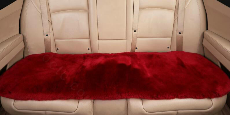 Top Quality Pure Wool Universal Car Seat Cushion Sheepskin Fur Auto Long Pads 1pcs - Red