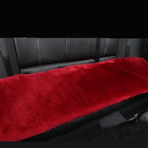 Top Quality Pure Wool Universal Car Seat Cushion Sheepskin Fur Auto Long Pads 1pcs - Red