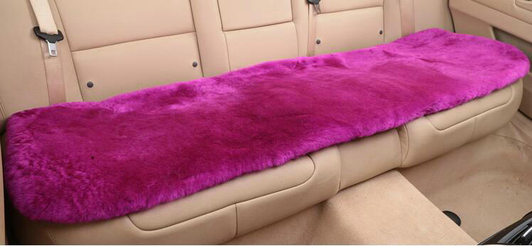 Top Quality Pure Wool Universal Car Seat Cushion Sheepskin Fur Auto Long Pads 1pcs - Rose