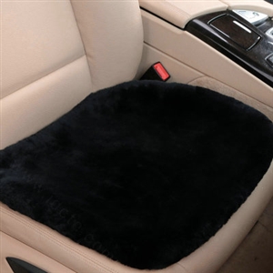 Top Quality Pure Wool Universal Car Seat Cushion Sheepskin Fur One Piece Pads 1pcs - Black