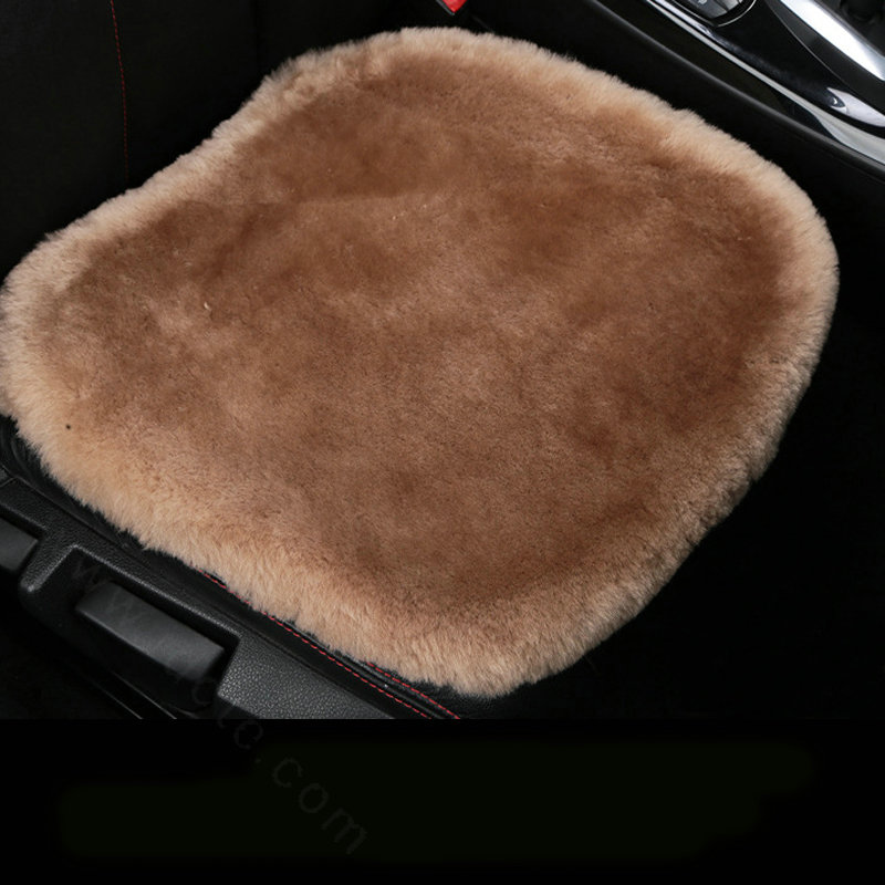 Top Quality Pure Wool Universal Car Seat Cushion Sheepskin Fur One Piece Pads 1pcs - Camel