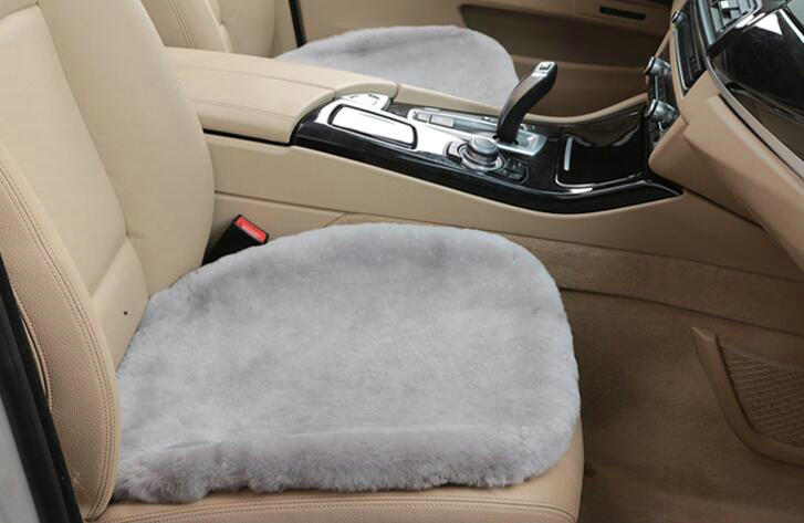 Top Quality Pure Wool Universal Car Seat Cushion Sheepskin Fur One Piece Pads 1pcs - Gray