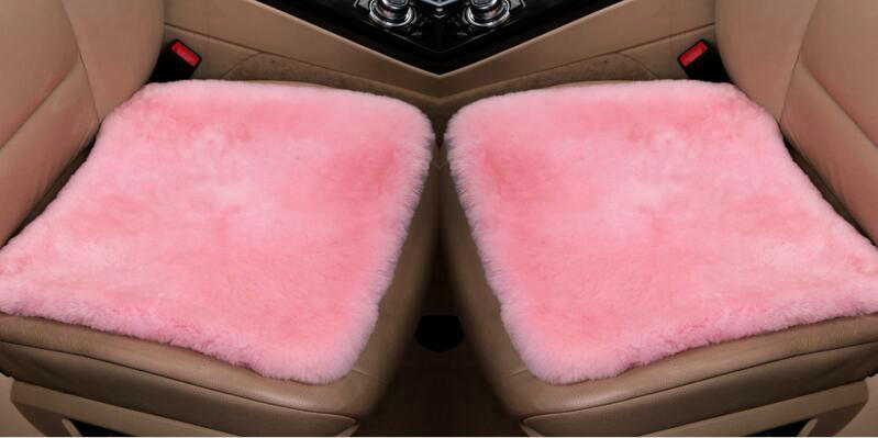 Top Quality Pure Wool Universal Car Seat Cushion Sheepskin Fur One Piece Pads 1pcs - Pink