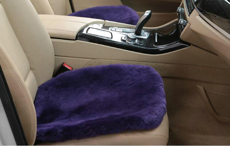 Top Quality Pure Wool Universal Car Seat Cushion Sheepskin Fur One Piece Pads 1pcs - Purple