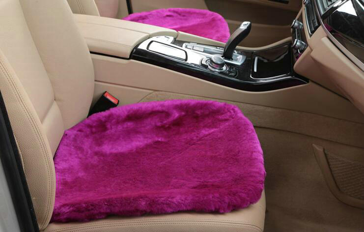 Top Quality Pure Wool Universal Car Seat Cushion Sheepskin Fur One Piece Pads 1pcs - Rose